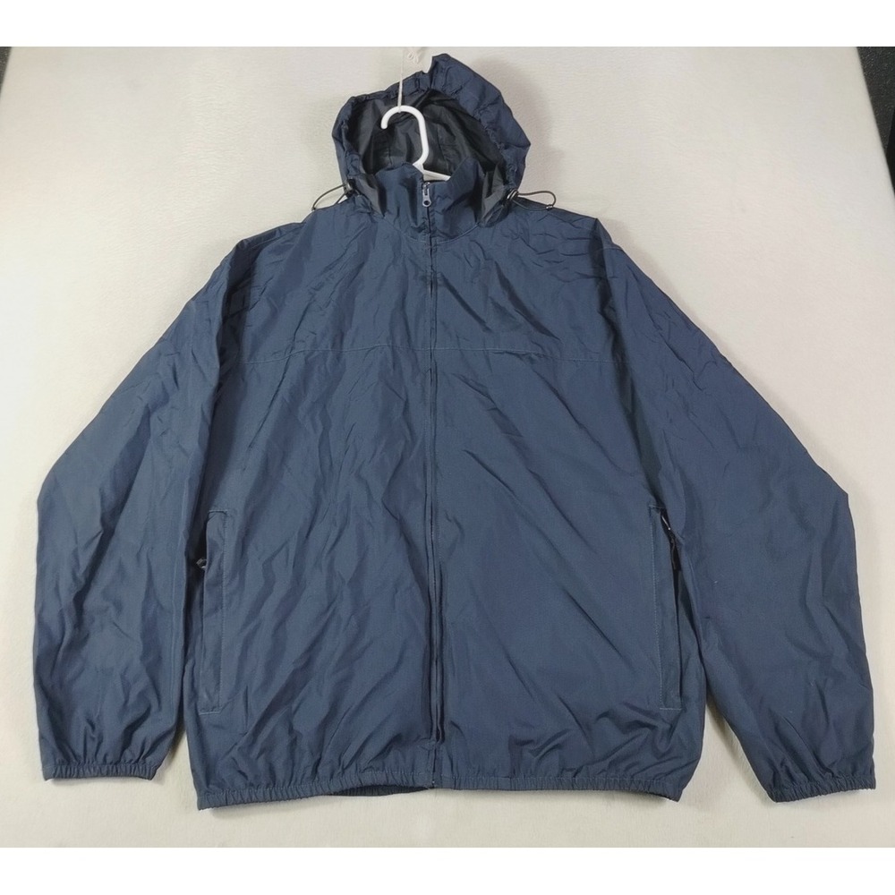Van Heusen Sport Jacket Mens Medium Blue Hooded Packable Windbreaker Lightweight